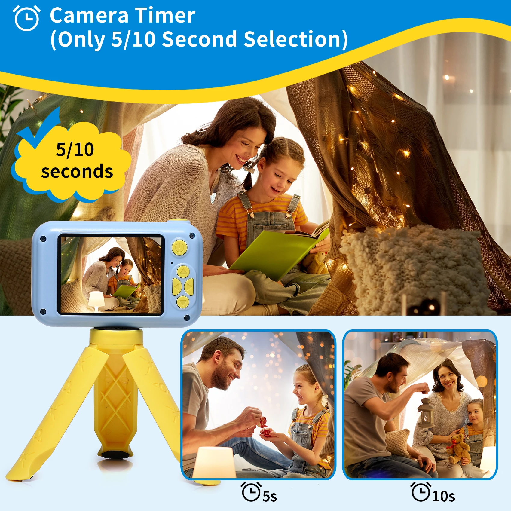 Kids Camera Toys 2.4 Inch IPS Screen Digital Zoom Video 180&deg;Flip Len Handheld for Toddler Baby Children