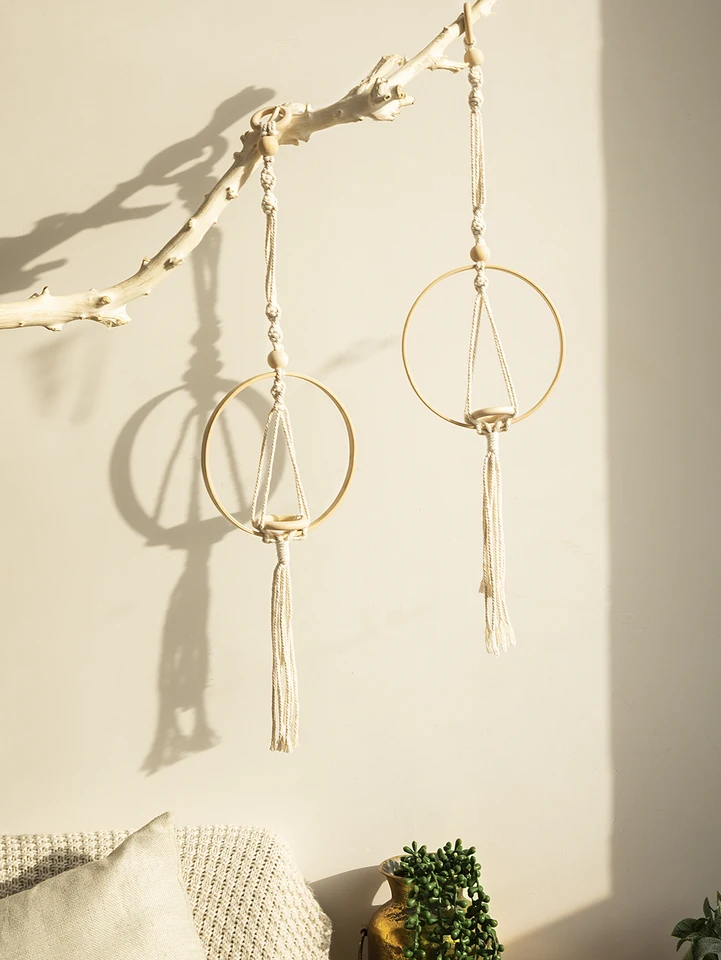 Hangle De De Macrame - Panteur De Corde En Coton Fait à La Main, Planteur Suspendu Au Plafond Réglable | Bohemian Indoor Decorative Pot Port Pour Salon Balconie Balcon Affichage De La