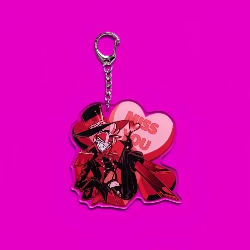 キーホルダー・アクリルキーホルダー Alastor HazbinHotel Valentine's keychain Valentines 2025 Key Chain Women Vox Valentino Acrylic Key Ring The