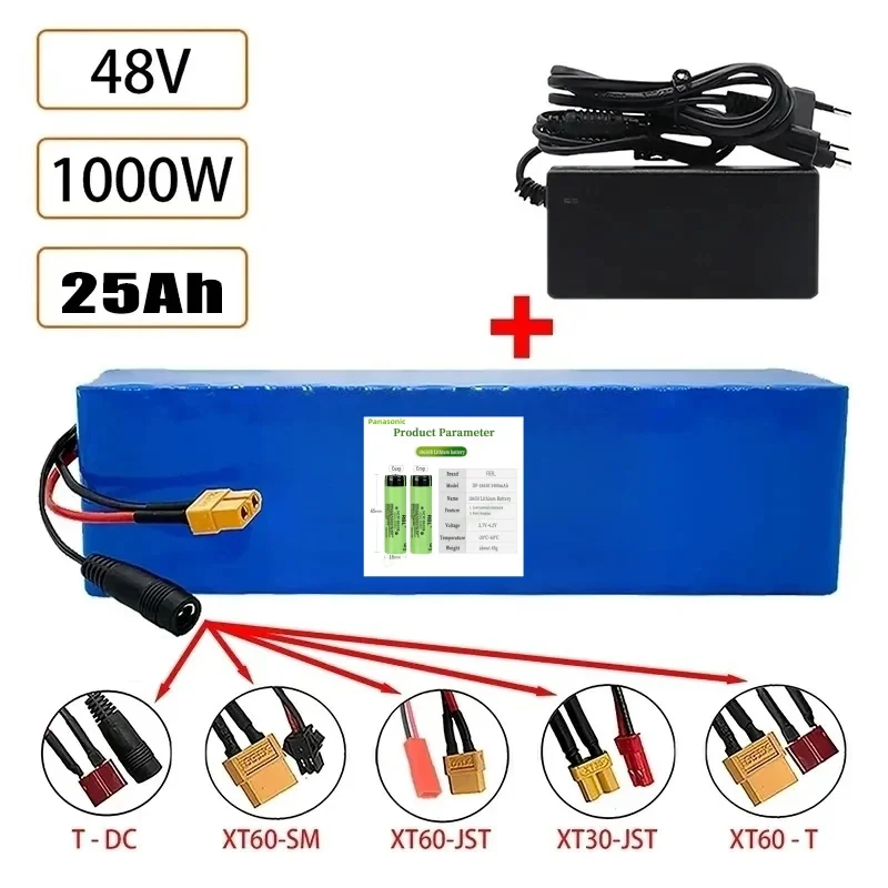 

13S3P 48V 25000mAh 25Ah lithium-ion battery pack with 1000W BMS, suitable for 54.6V Panasonic 18650 battery combination