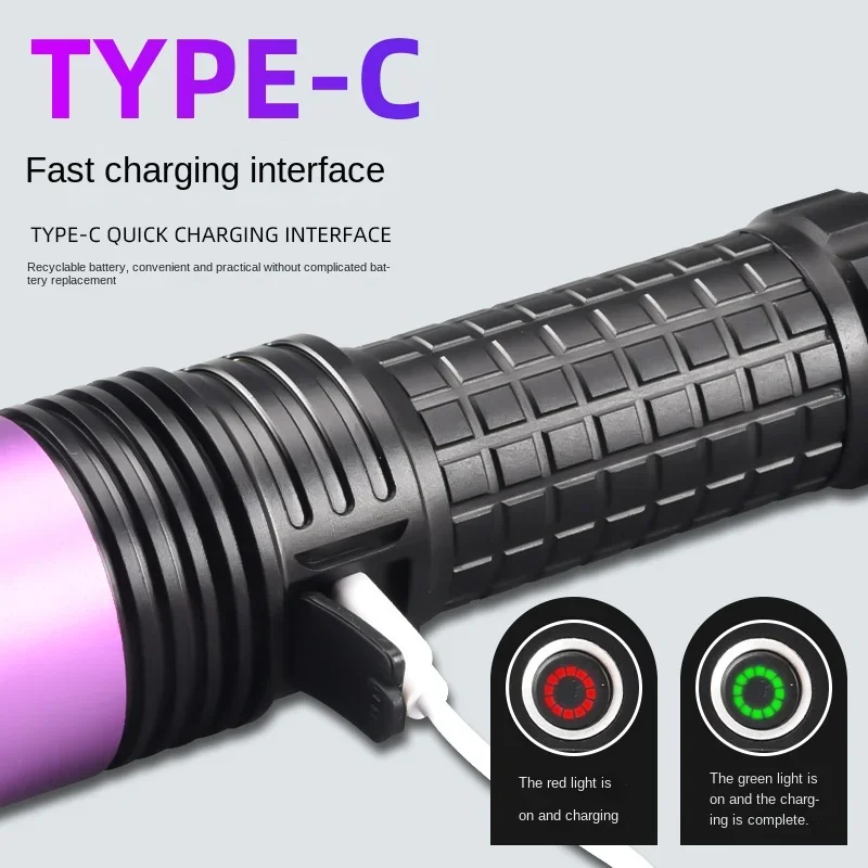 60W 365NM UV   -c  ޴  26650 Uv ġ, linterna ڿܼ