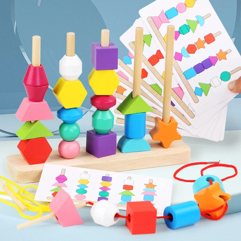 

Wooden Toys Montessori Color Shape Puzzle for Stacking Games Color Melted Color Learning Early Educational Toys Gift for Kids