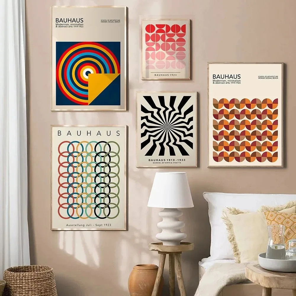 Geometric Canvas Poster Modernist Bauhaus Retro Prints Mid Century Living Room Wall Art