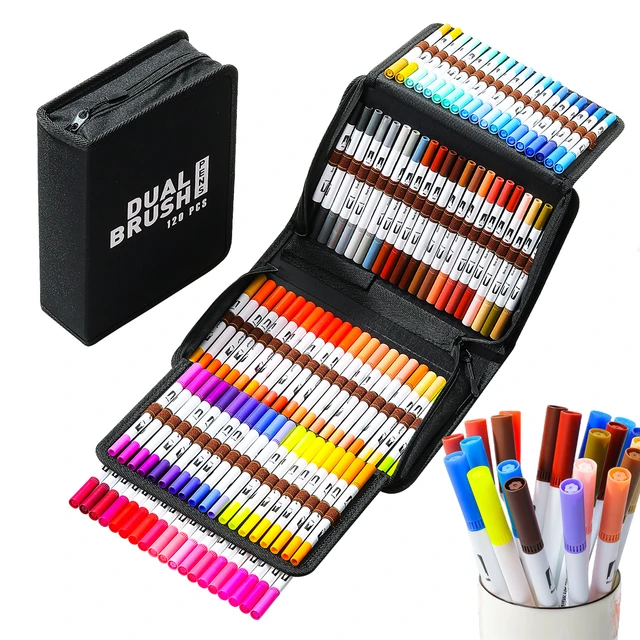 Dual Tip Brush Markers Pens Set 60 Colors  Dual Tip Brush Pens Art Markers  100 - Art Markers - Aliexpress