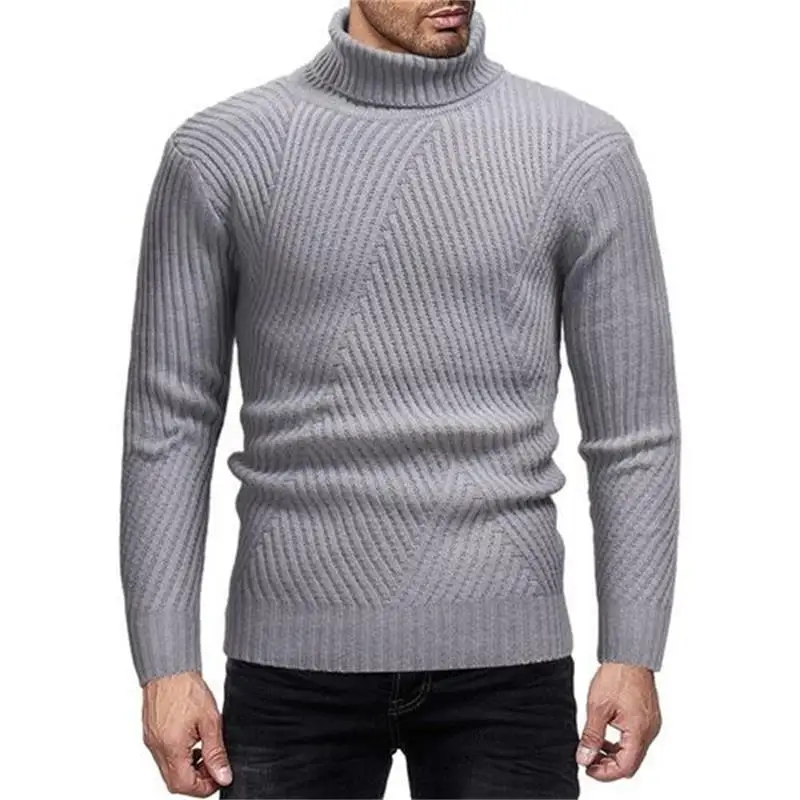 Men's Sweater Autumn And Winter New Solid Color Slim-Fit Pattern Turtleneck Casual Large Size Sweater