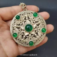 Vintage Miao Silver Carp Lotus Hollow Chain Jewelry 1