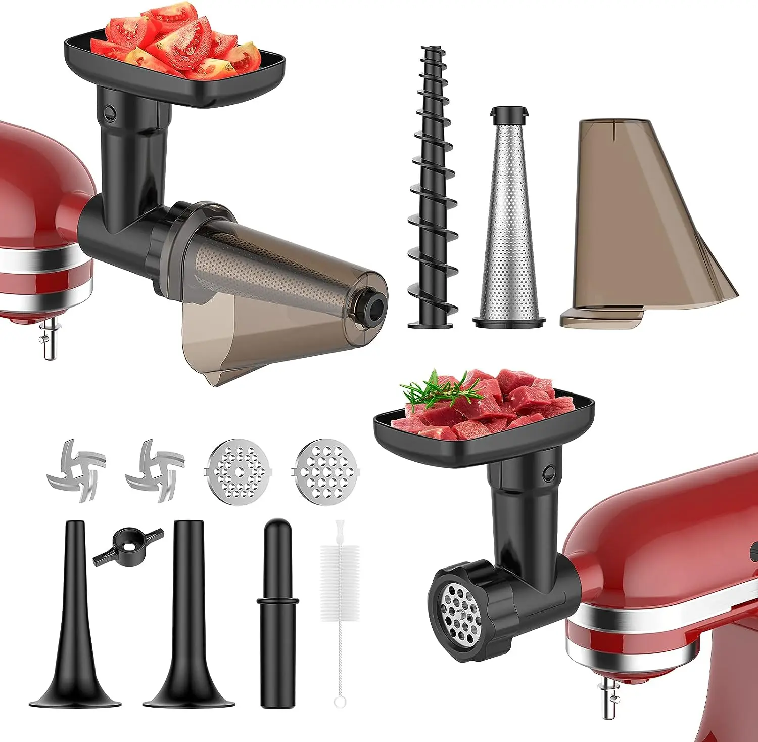 

Fruit and Vegetable Attachment Strainer Set with Meat Grinder for Kitchenaid, Fruits Jucier Vegetables Strainer Attachement