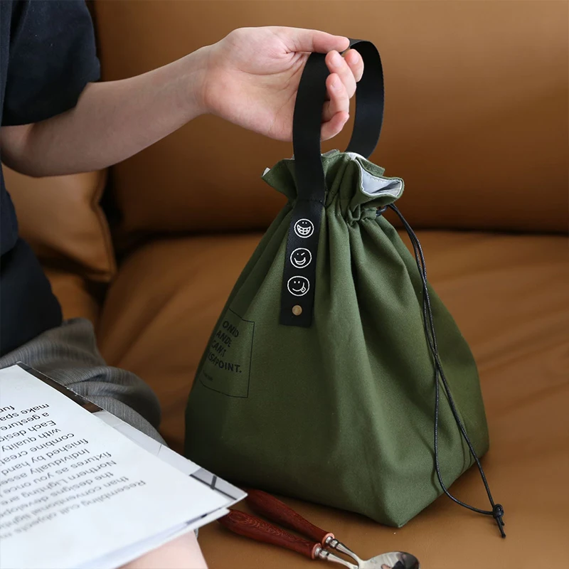 Lunch Bag Canvas Bento Box Outdoor Portable Picnic Dinner Container