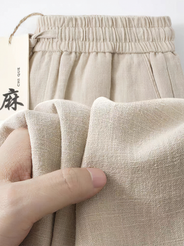 Straight Casual Cotton Linen Pants Men Wide Leg Lightweight Baggy Cotton Sweatpants Male Walking  Jogger Trousers Work