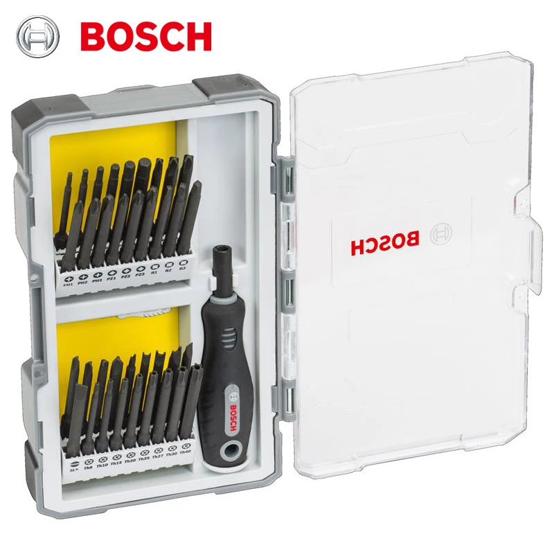

Bosch 2607017320 Screwdriver Bit Set with Handle Diy 37Pcs Extra Hard Cross Screwdrivers Household Combination Tool SL PH PZ HEX