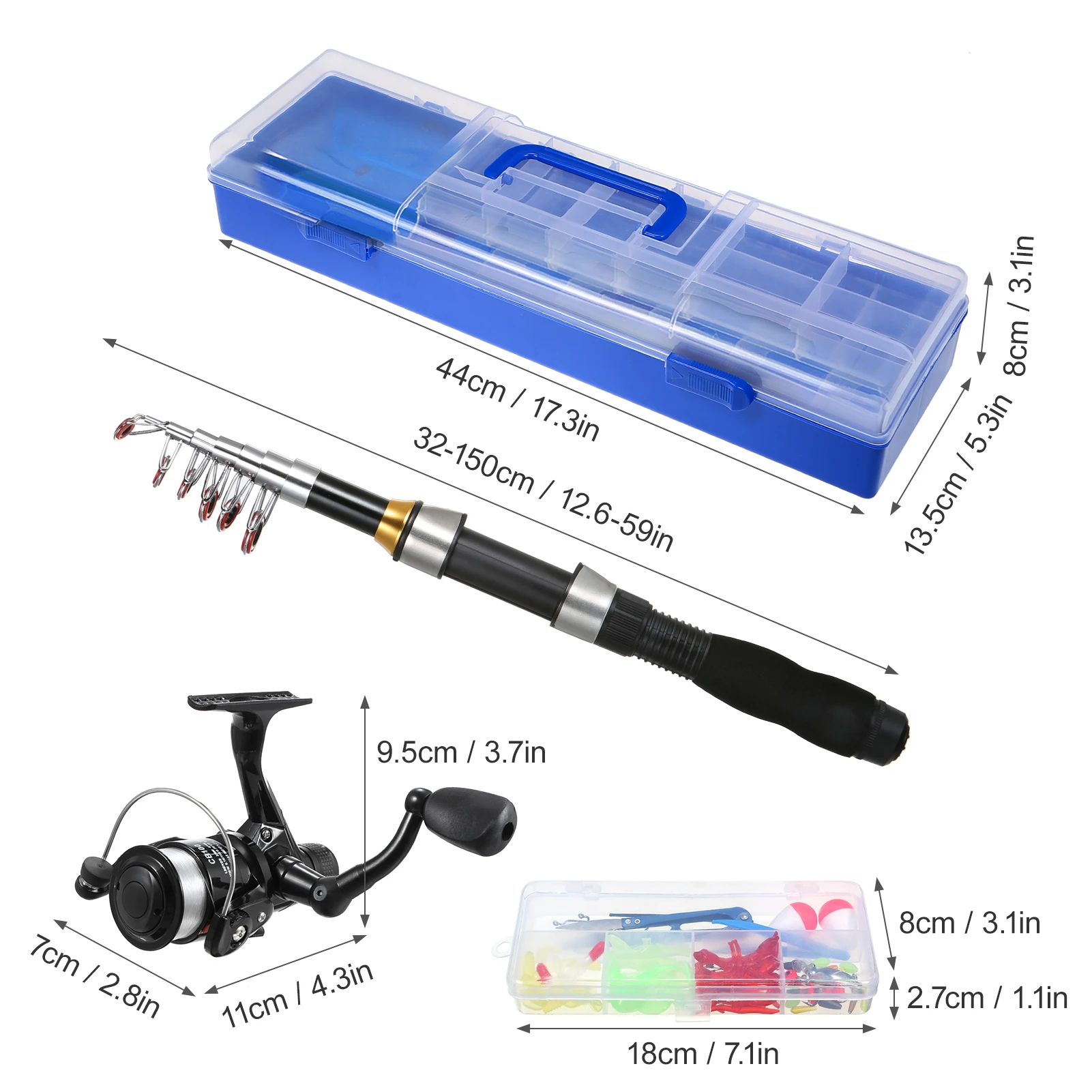 1.5m/1.7m Telescopic Fishing Rod fishing rod full set Spinning Reel Tackle  Set For Saltwater and Freshwater - AliExpress