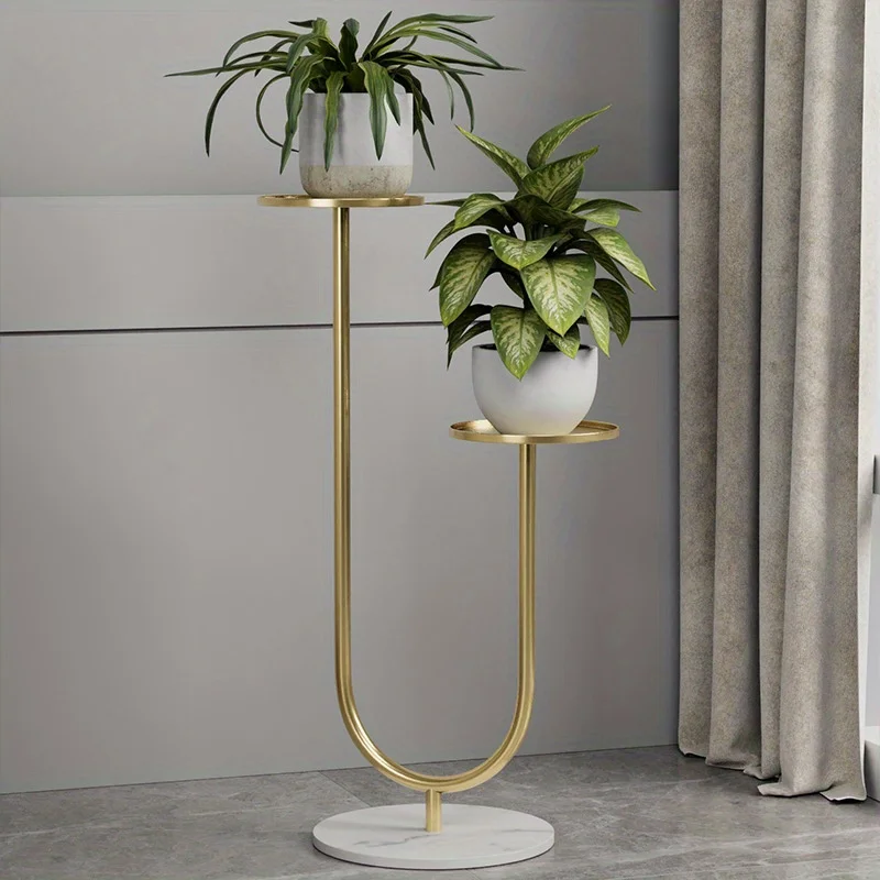 Plant Stand-Metal Vertical Plant Rack with Dual Holders-Flower Pot Rack for Living Room & Balcony & Office Decor