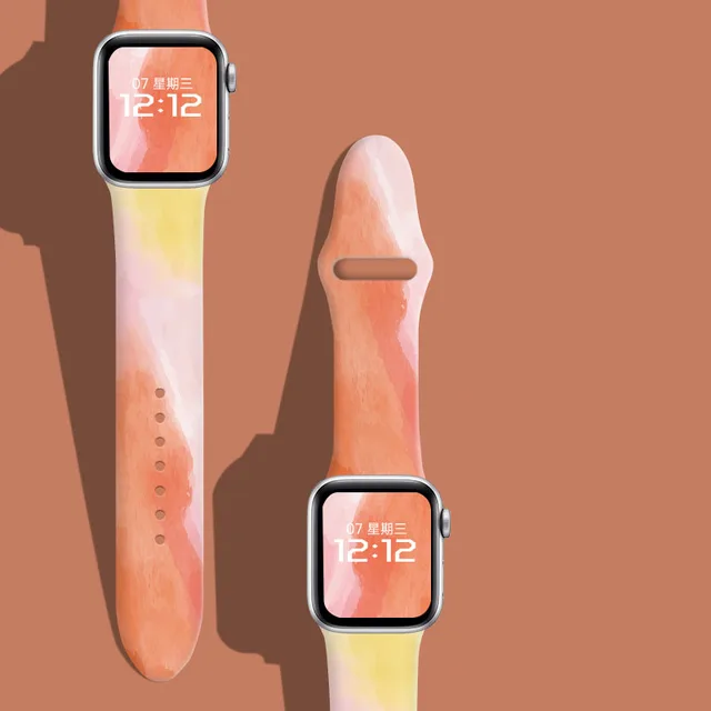 New Fashion Strap For Apple Watch Band 44mm 40mm 38mm 42 mm Printing Silicone Bracelet iWatch 7 6 SE 5 4 3 Accessories 41mm 45mm 1 Colorful Sakura
