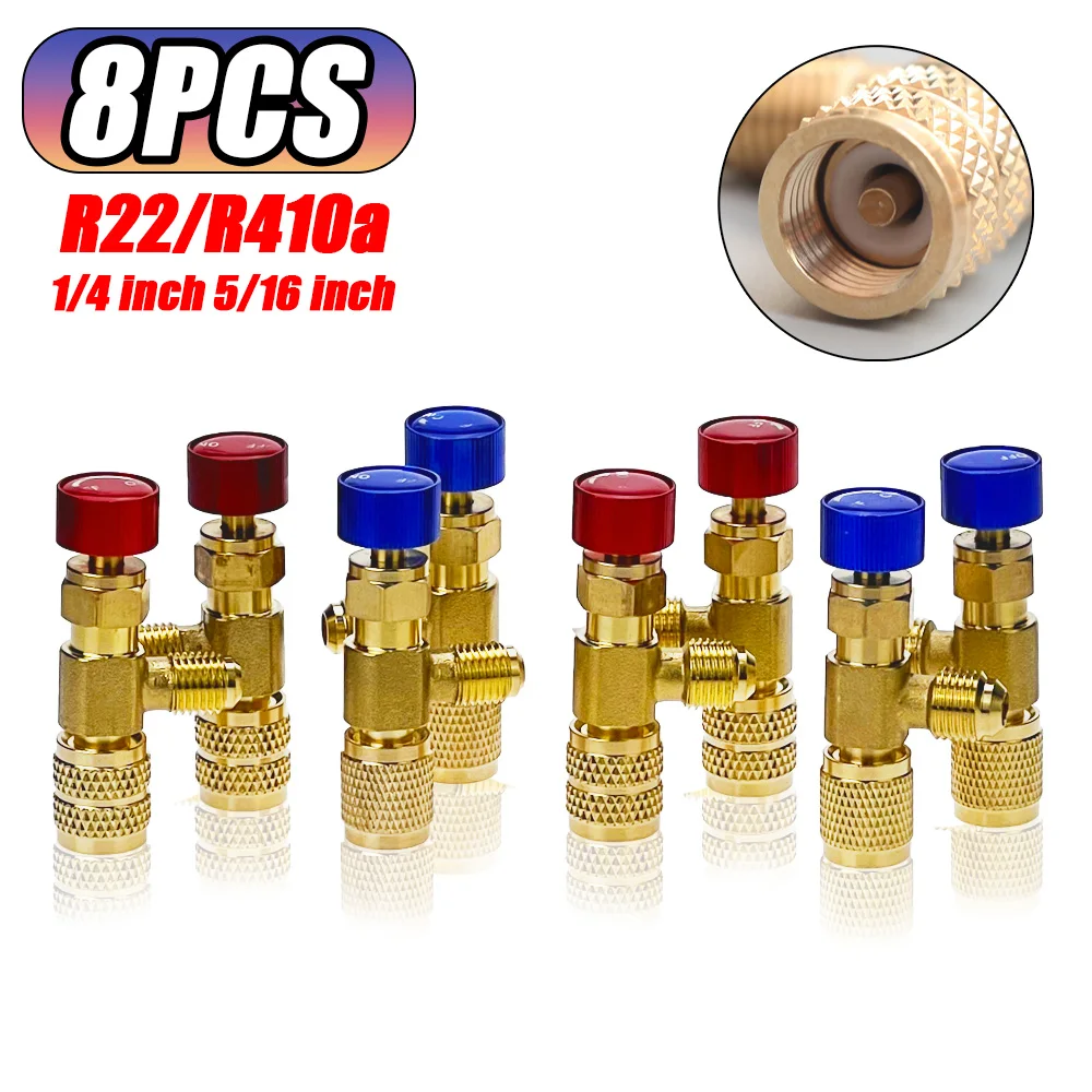 2/4/8PCS Liquid Safety Valve R410A R22 Air Conditioning Refrigerant Tool 1/4