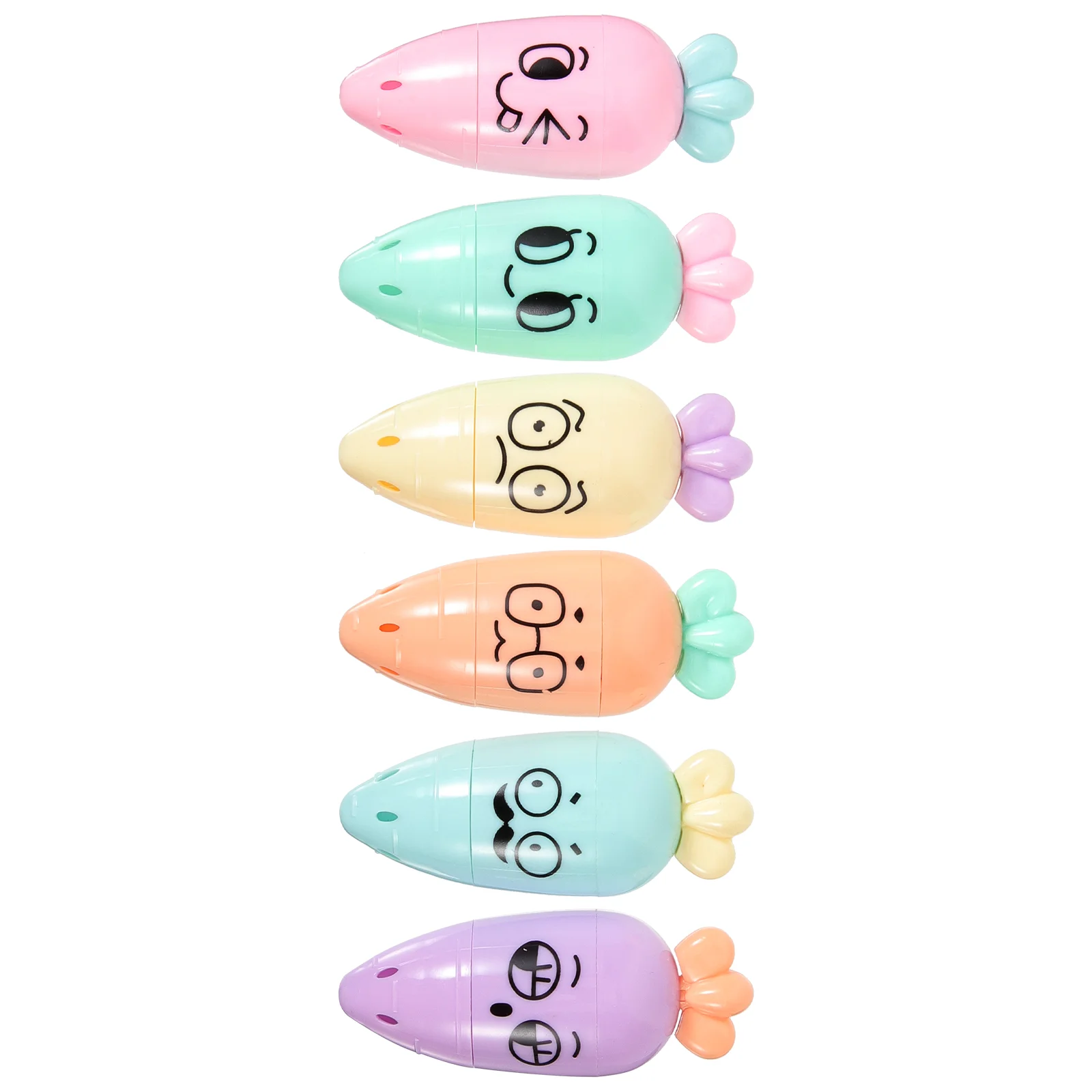 

6Pcs School Highlighter Pens Compact Markers Study Carrot Shaped Mark Pens School Accessory