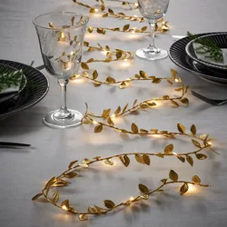 Golden Leaves String Fairy Lights - 20 LED Decorative Garland for Events and Home Decor (2M 20LED)