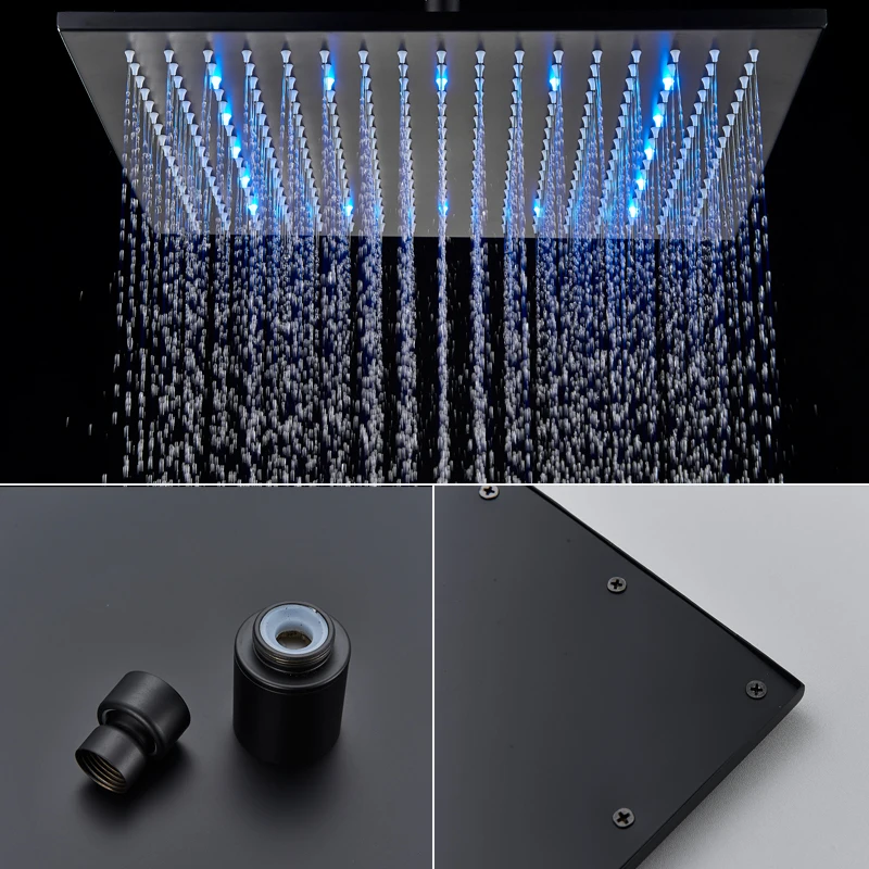 Description Picture 6 of itemShinesia Black LED Concealed Shower Faucet Rainfall Shower System Set Ceiling Mount Digital Display Bathroom Shower Mixer Tap