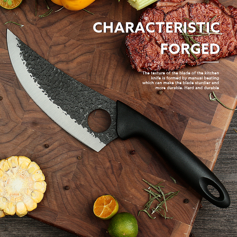 5.5"Boning Knife With Finger Hole Handmade Forged Stainless Steel Kitchen Chef Knives Meat Cleaver Chef  Fishing Butcher Knife