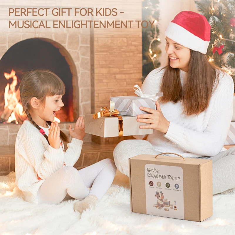 Kids Wooden Montessori Instruments Baby Early Musical Educational Games Interactive Toy Newborn Cloud Design Instrument Set Gift 2