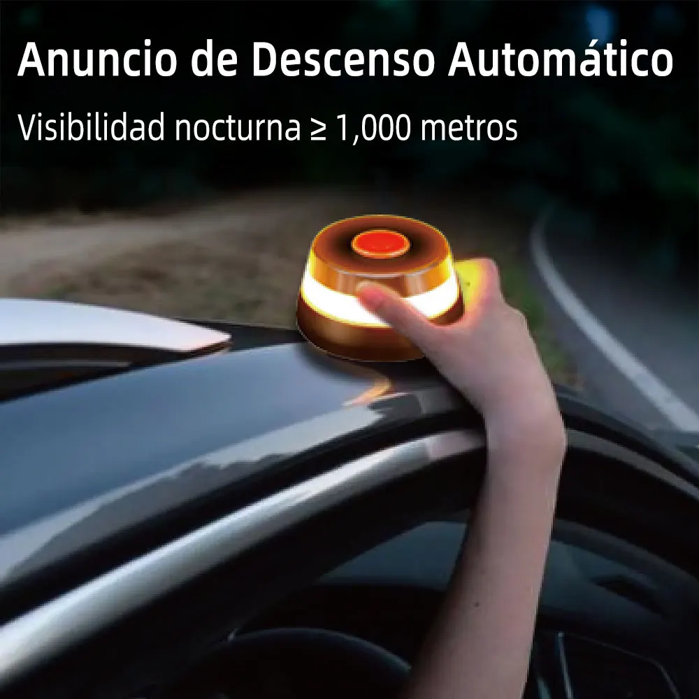 V16 emergency beacon connected with dgt 3.0 geolocation approved emergency light connected and authorized by dgt v16 signal