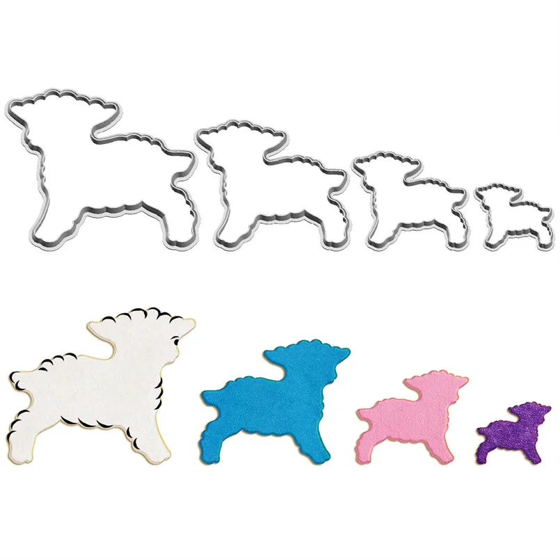 Four Specifications Cartoon Animal,Cute Little Lamb,Plastic Molds,Cake Fondant Tools,Cookie Sushi and Fruits Cutters