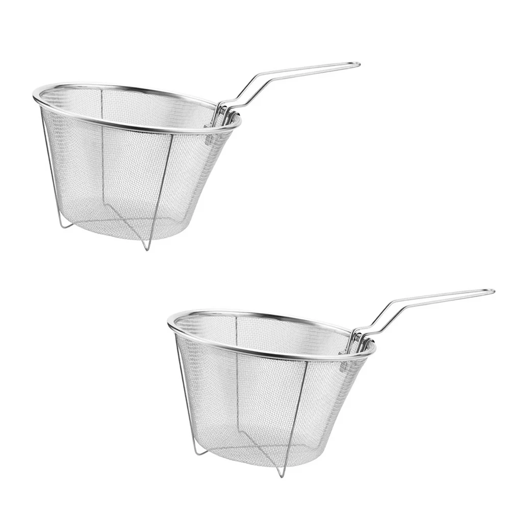 2 Pcs Fry Daddy Deep Fryer Stainless Steel Frying Basket Drain Baskets  Tools Multipurpose Storage Silk Screen Reusable - AliExpress