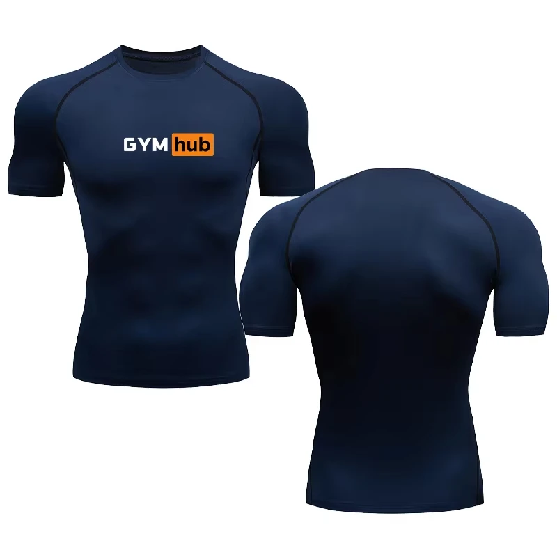Men Gym Hub Graphic Print Running Compression Short sleeve tight-fitting Gym Sport T-shirt Fitness  RL00011 2
