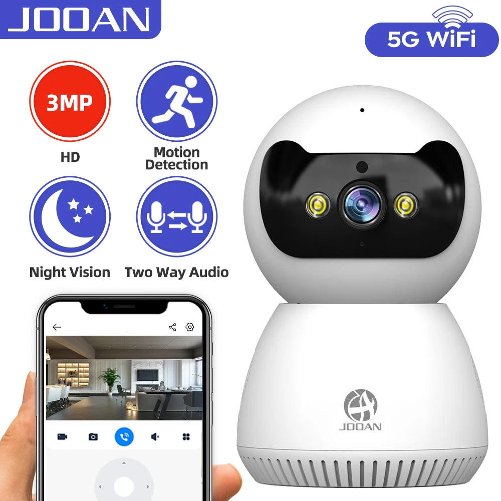 JOOAN 3MP WiFi 베이비 모니터 모션 감지 양방향 오디오 야간 투시 홈 보안 감시 카메라
