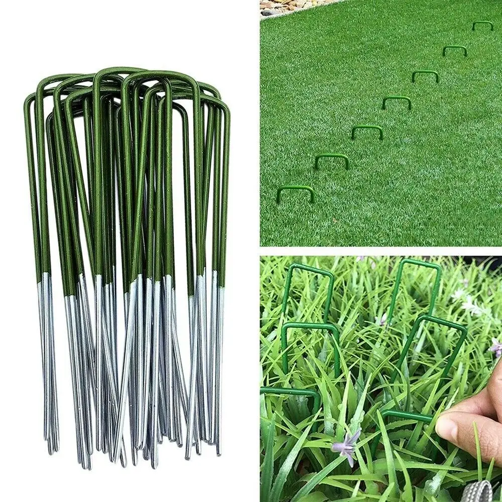 50pcs U shaped Ground Nails Film Irrigation Tubing Fixed Pegs Metal