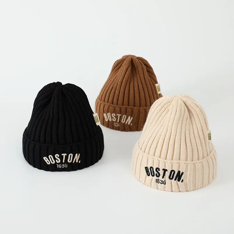 Kids Girls Cute Hats Woolen Knitted Beanies Solid Color Winter Warm Caps For Children Boys Elastic Cap invierno gorros bonnet