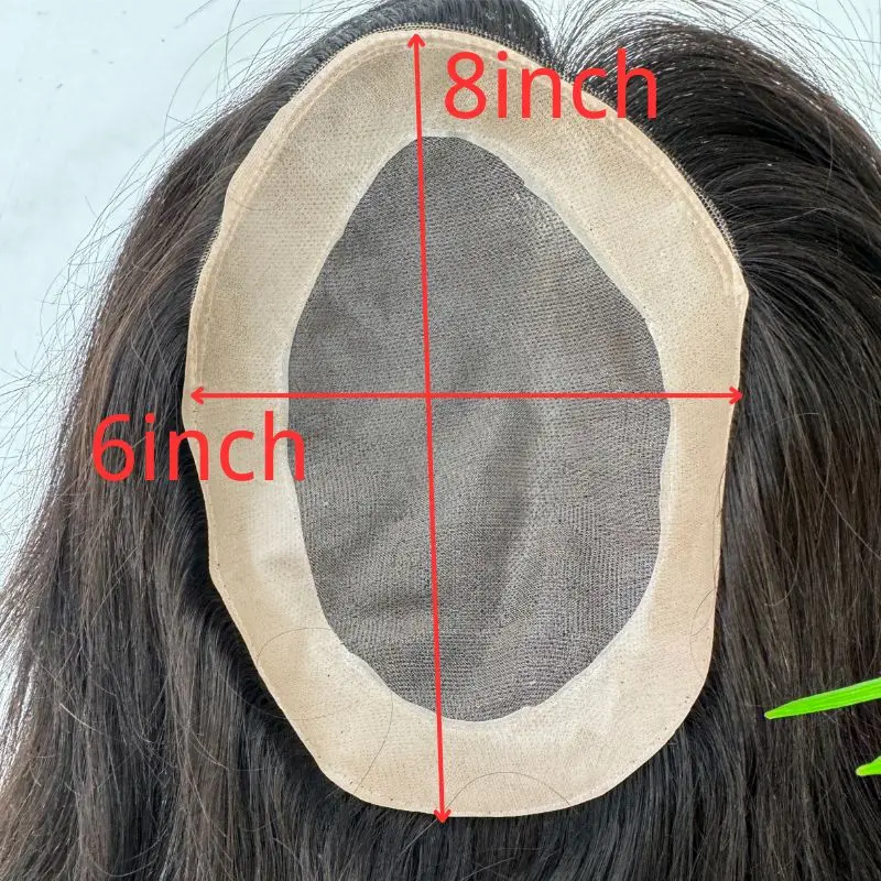 Pwigs Brown 3# Color Mono Base with PU Men's Toupee 100% Indian Human Hair System Npu 8x6 inch Base Size Toupee for Men Hair 5