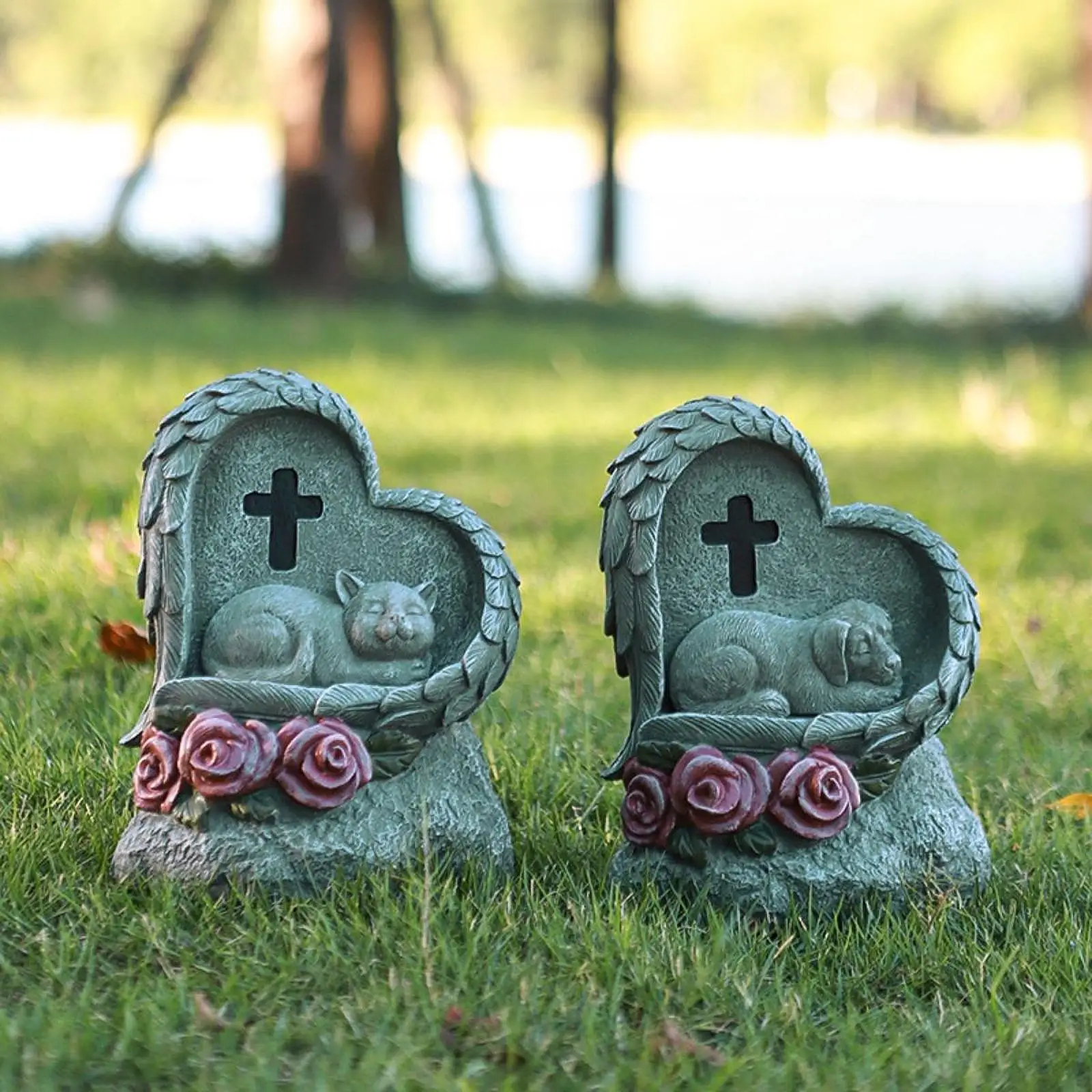 Pet Tombstone Statue Loss of Pet Sympathy Gifts Decorations Grave Marker