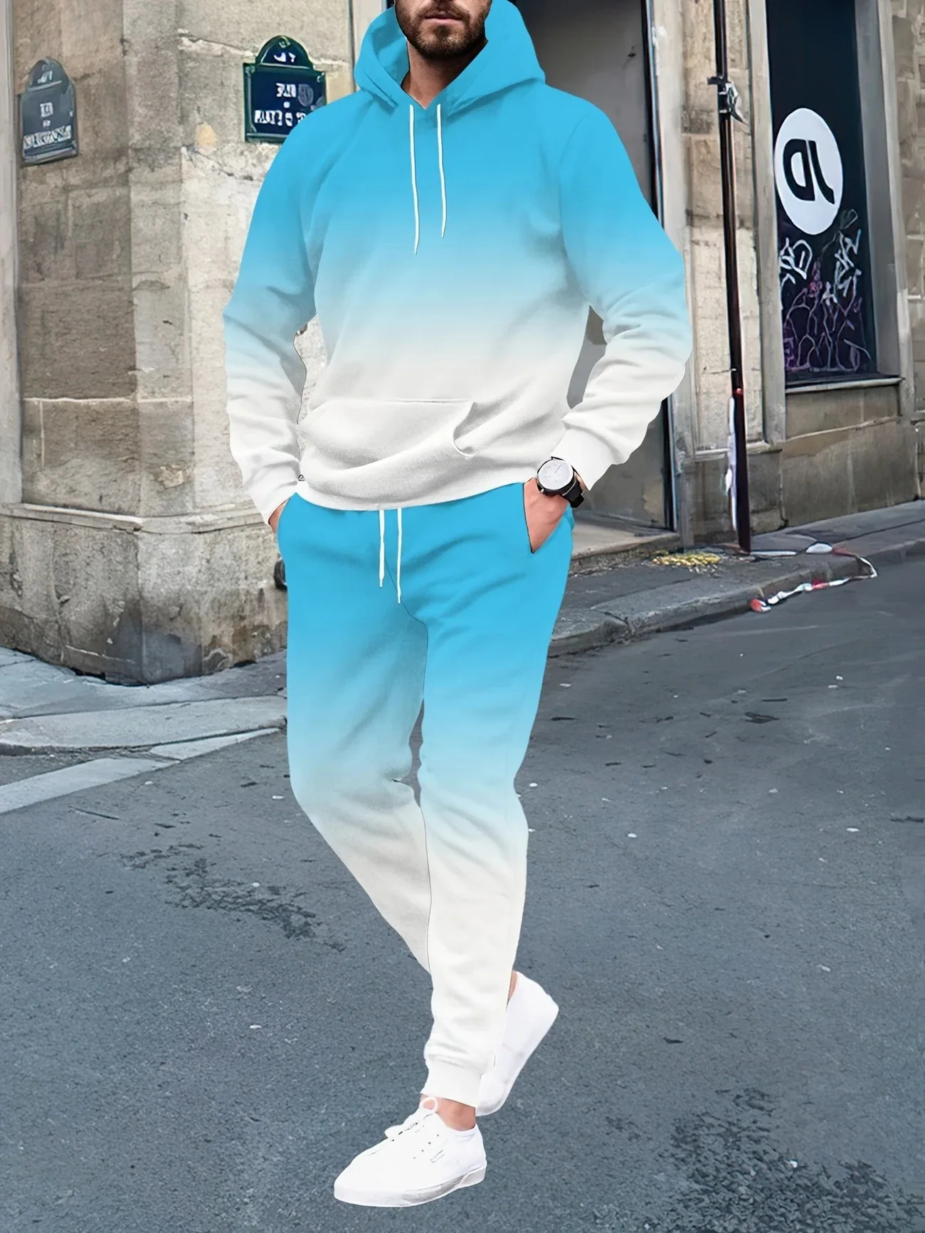 Men's 3D Printed Hoodies Sweatpants Sets Casual Tracksuit