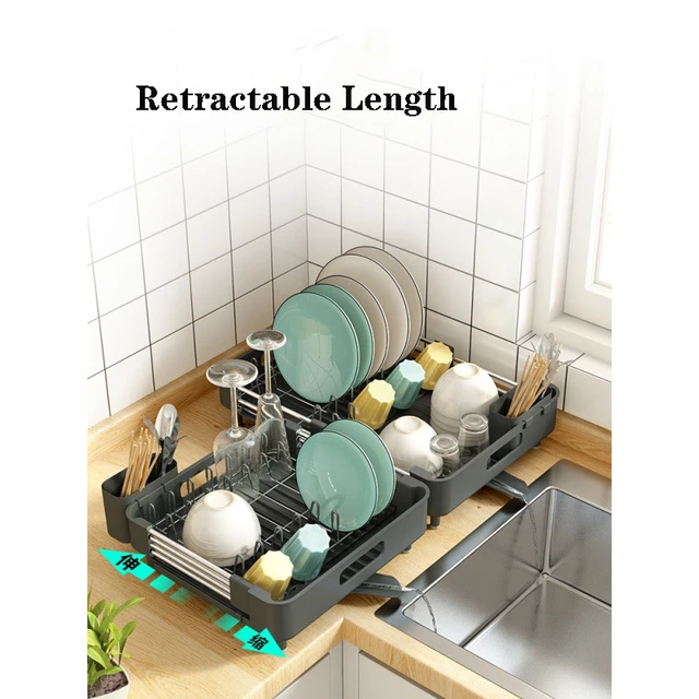 Sink Dish Drying Rack Utensil Holder  Sink Dish Drying Rack Adjustable -  Double - Aliexpress