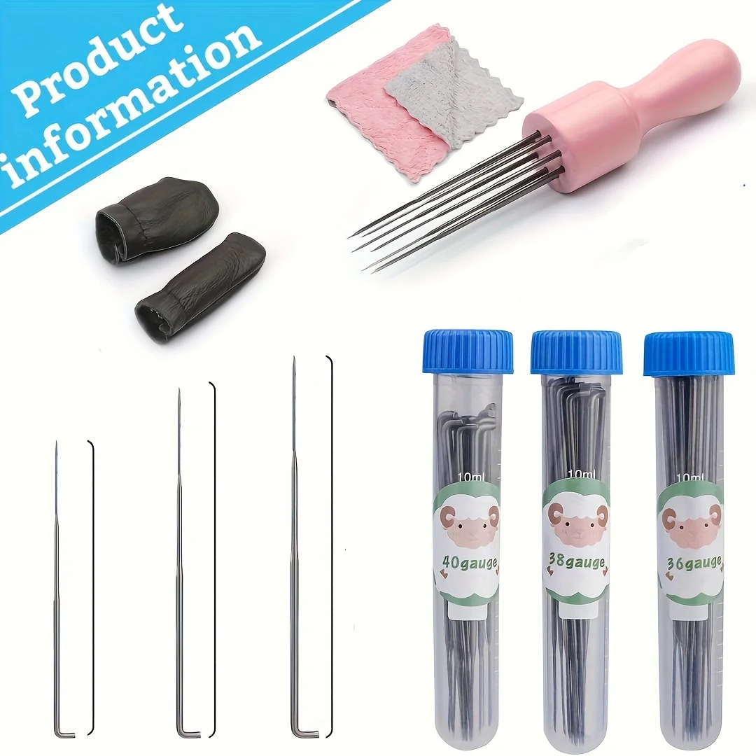 Wool Felting Needles Kit Wood Handle Felting Needles Pack Wool Felt DIY Craft Tool For Handmade Doll Making Tools Set wool felting needles