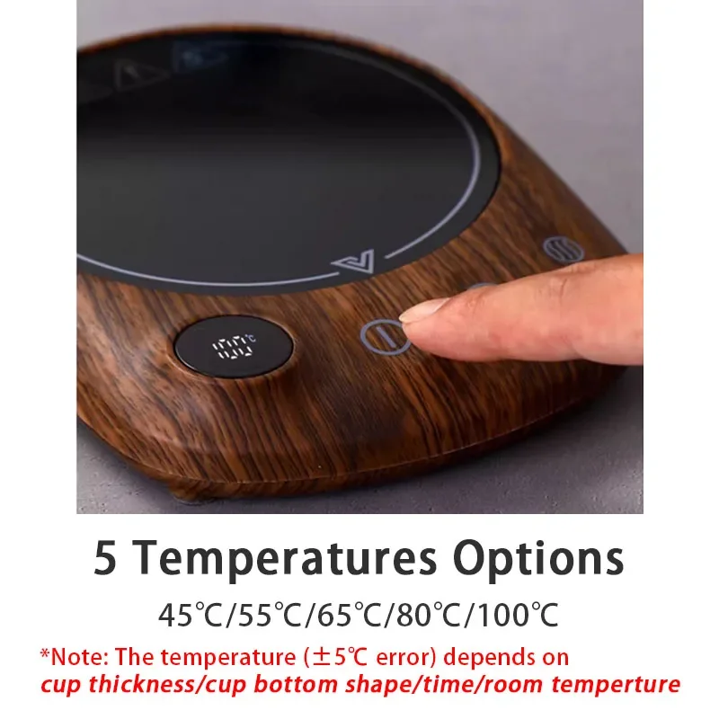 Heating Coaster Coffee Heater Electric Beverage Heating Plate 200W Smart Milk Tea Coffee Cup Mug Warmer for Desk 5 Temperatures with Timer Automatic Shut Off
