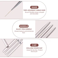 KADS 100% Pure Kolinsky Sable French Stripe Liner Brush for Manicure 3D Tips Ultra-thin Lines Grid Flower Drawing Pen Nail Tool 2