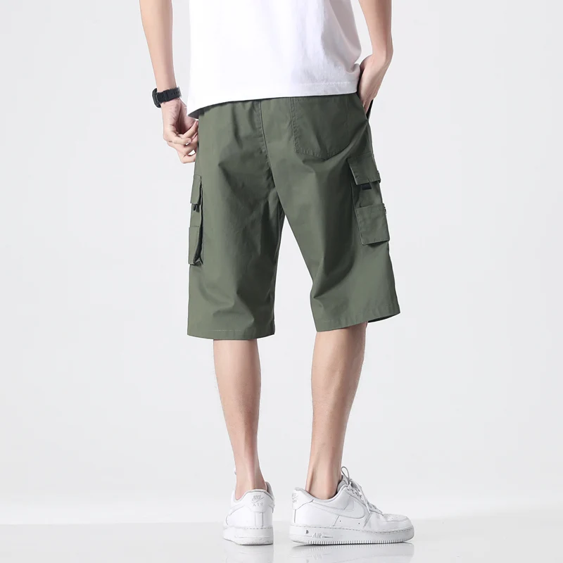 Summer Cargo Pants Short Breeches 2022 New Streetwear Multi-Pockets Solid Cotton Straight Casual Shorts Plus Size 6XL 7XL 8XL best men's casual shorts