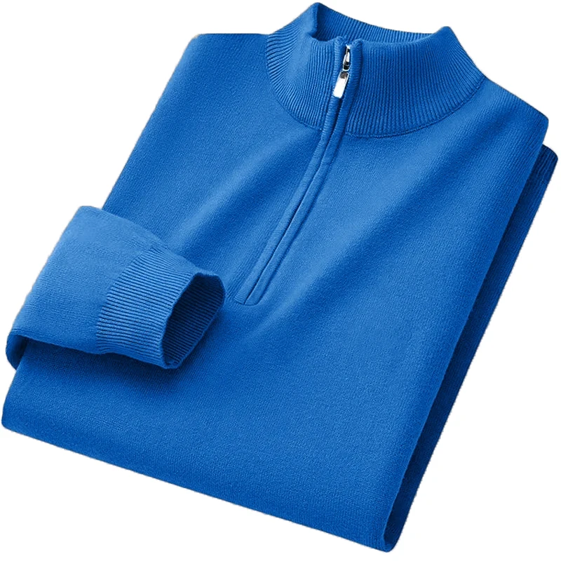 Animal Game Women Turtle Neck Zip Polo Sweaters Knitted Pullover Solid Knit Blouse Women's Cold Blouse Male Casual Warm Knitwear