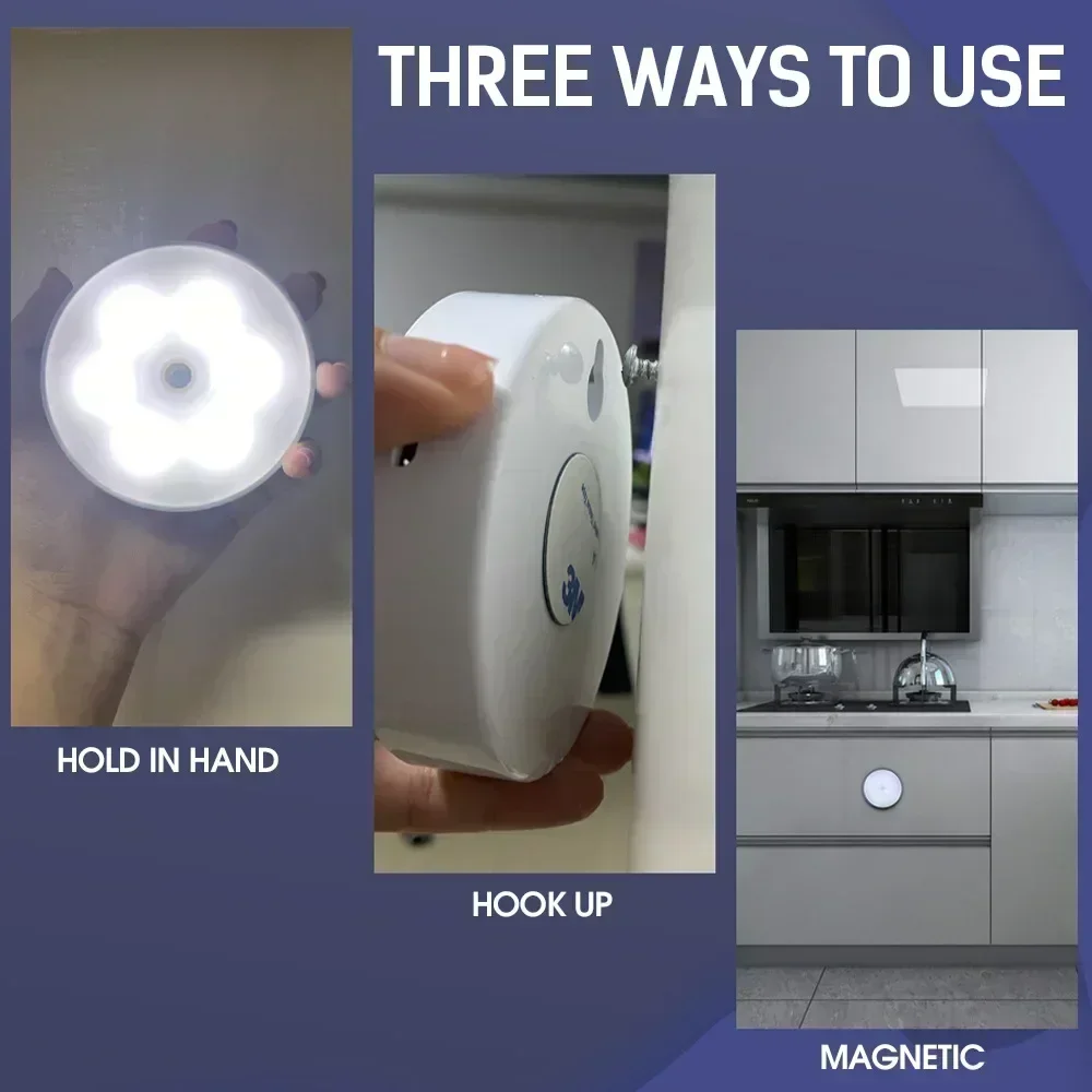 Xiaomi Night Light LED With PIR Motion Sensor Rechargeable USB Kitchen Cabinet Night Lamp For Bedroom Room Decoration 6