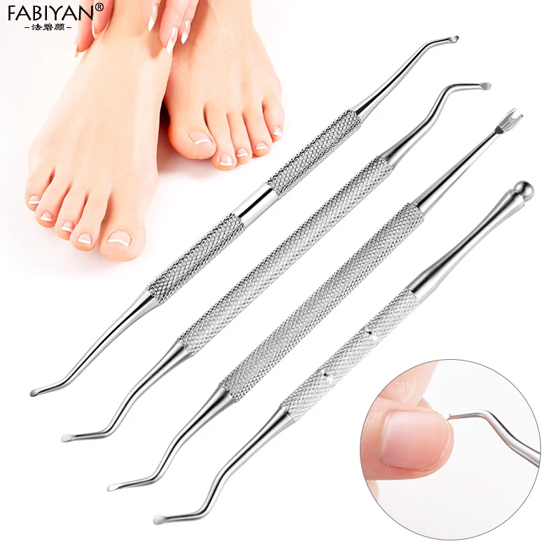 Dualended Stainless Steel Groove Clean Cuticle Pusher Fork Triangle