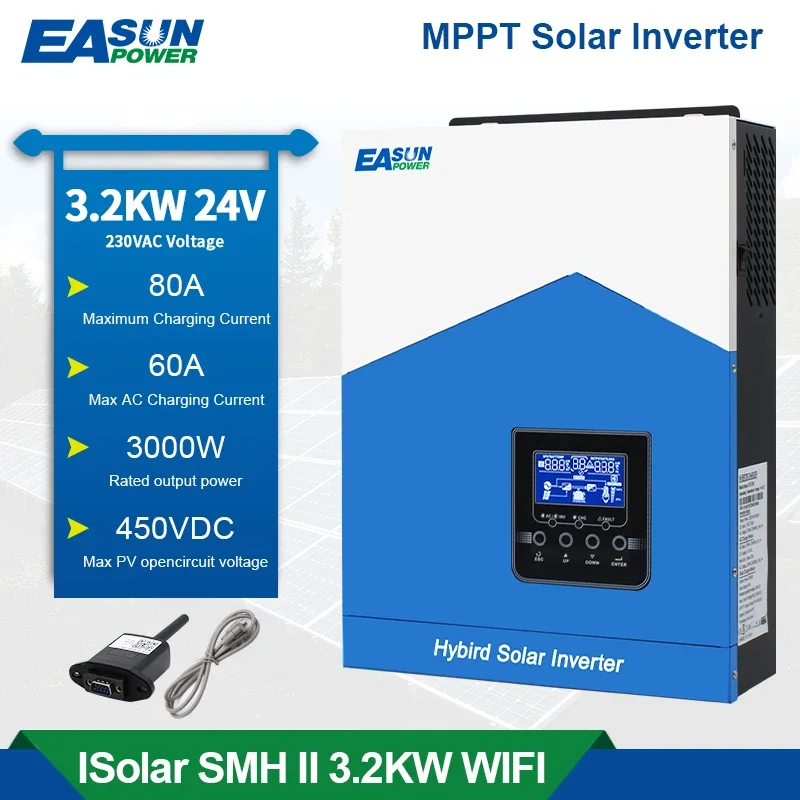 Easun Power Solar Power Inverter Onda Sinusoidale Pura 3200Va 24V 220V Dc A Ac 50Hz/60Hz Corrente Di Carica Pwm Caricabatteria Inversor