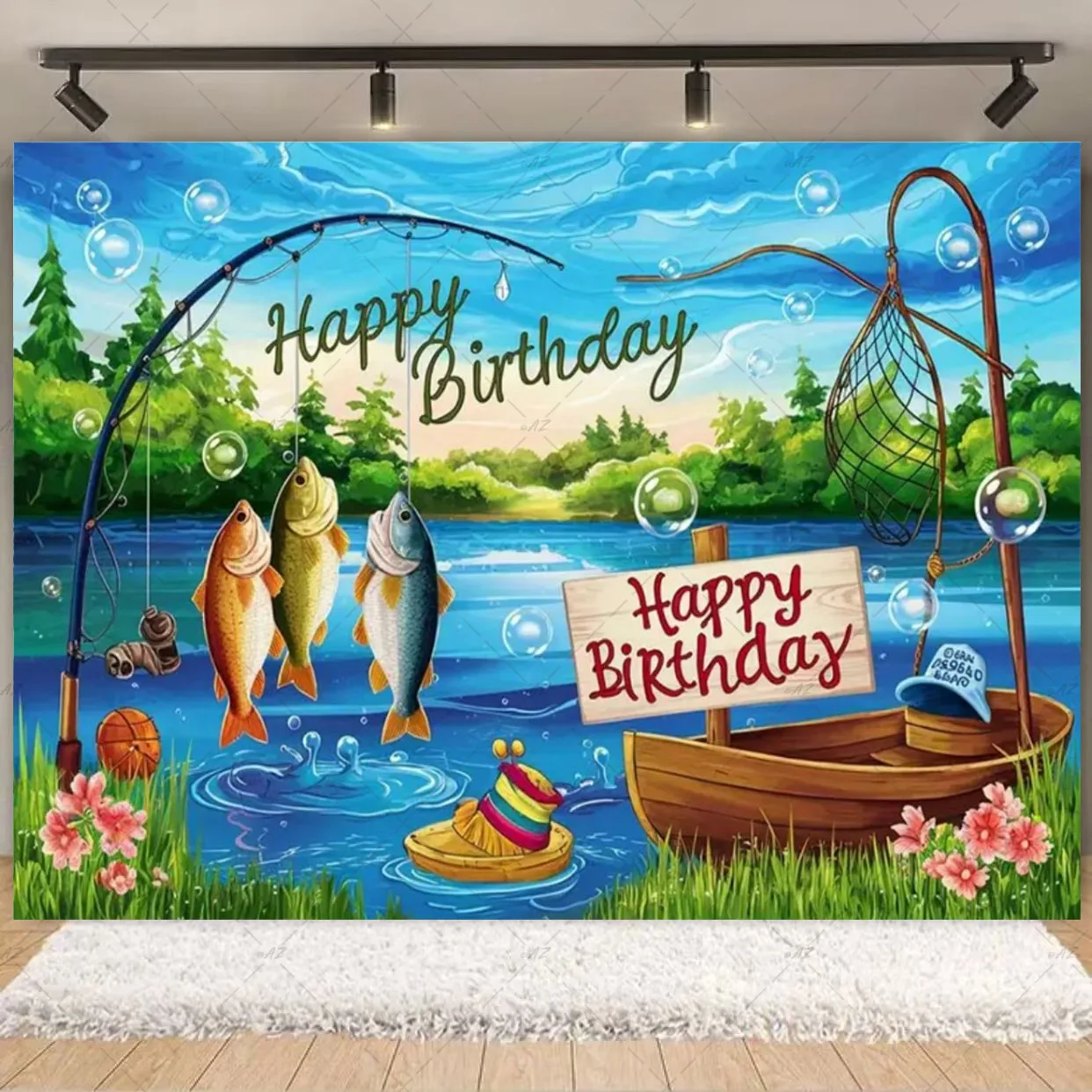 Ozean Angeln Thema Hintergrund Fisch Angelrute Fischer See Boot Party Dekorationen Fotografie Hintergrund Mann Geburtstag Geschenke – Detail 15