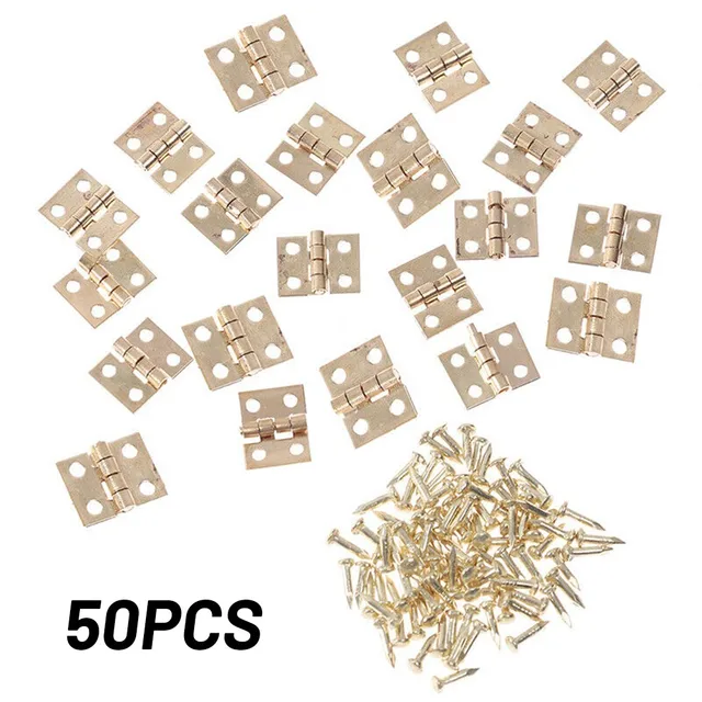 50pcs Mini Brass Furniture Hinges Jewelry Wooden Box Cabinet Door Hinges Furniture Hinges Hardware DIY Crafts Tool