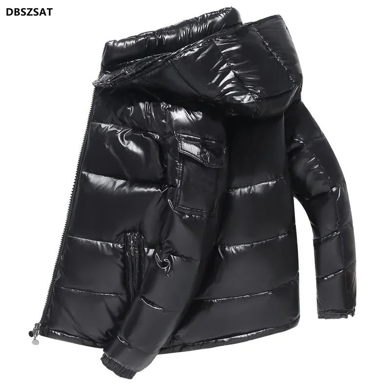 Down Jacket Men Women Winter Thick Warm Glossy Duck Zipper