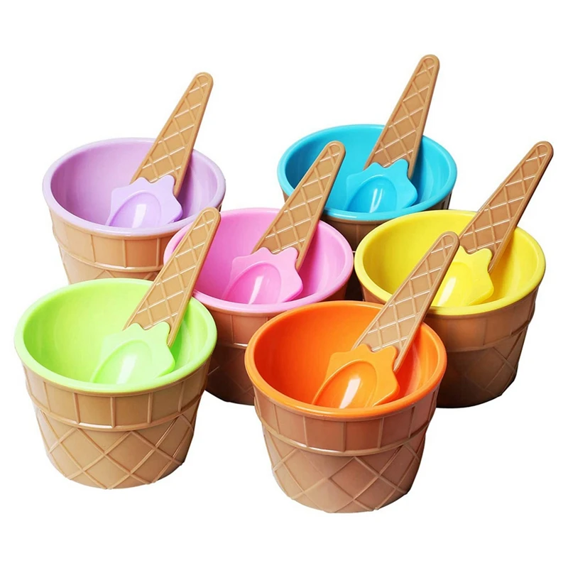 

LUDA 24Pcs Ice Cream Bowl Set Different Color Ice Cream Spoon Bowl Tableware Set Creative Children Cartoon Bowl