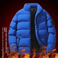 Men's Thickened Warm Cotton Jacket Stand Collar Loose Outerwear Pure Color Versatile Winter Coat Trendy Brand New Model