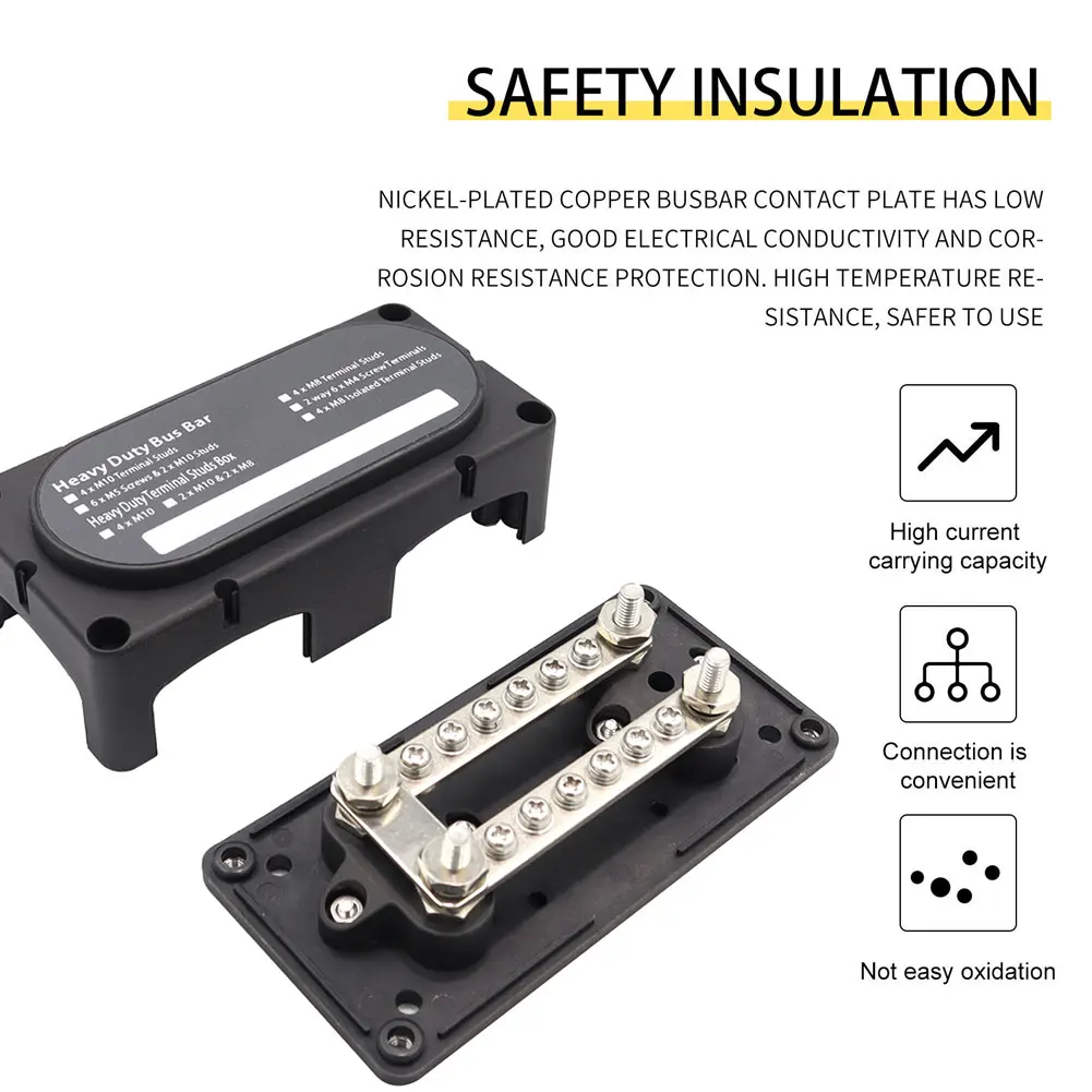 Dc 48v 300a 4 Terminal M10 Studs Busbar Power Distribution Block