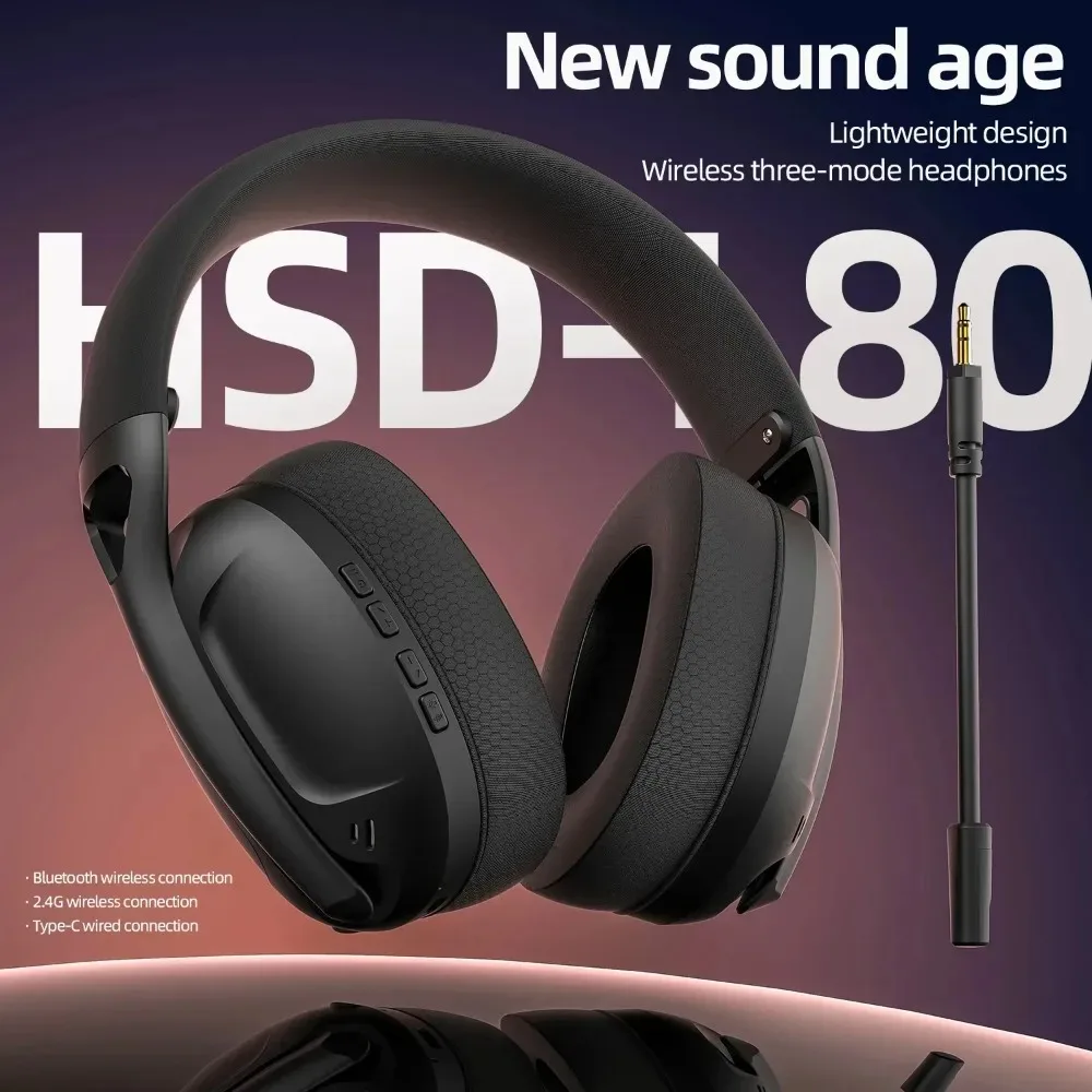 SMAILWOLF L80 무선 게임용 헤드셋 트라이 모드 2.4G 블루투스 저지연 헤드폰(PS5 스위치 PC 노트북 폰용 마이크 포함)