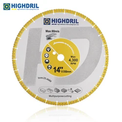 HIGHDRIL Diamond Vacuum Brazing Universal Saw Blade Plating Sand 1pc Dia350mm/14inch For Granite Marble Aluminum Metal Stone